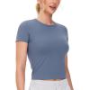 imageTHE GYM PEOPLE Womens Workout Tops Short Sleeve Slim Fit Breathable Athletic Yoga Running Casual Basic Tee ShirtsInk Blue