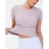 imageTHE GYM PEOPLE Womens Workout Tops Short Sleeve Slim Fit Breathable Athletic Yoga Running Casual Basic Tee ShirtsLight Purple