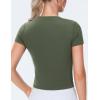 imageTHE GYM PEOPLE Womens Workout Tops Short Sleeve Slim Fit Breathable Athletic Yoga Running Casual Basic Tee ShirtsOlive Green
