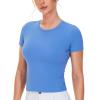 imageTHE GYM PEOPLE Womens Workout Tops Short Sleeve Slim Fit Breathable Athletic Yoga Running Casual Basic Tee ShirtsSea Blue