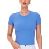 imageTHE GYM PEOPLE Womens Workout Tops Short Sleeve Slim Fit Breathable Athletic Yoga Running Casual Basic Tee ShirtsSea Blue