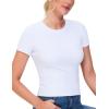 imageTHE GYM PEOPLE Womens Workout Tops Short Sleeve Slim Fit Breathable Athletic Yoga Running Casual Basic Tee ShirtsWhite