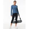imageWomens Long Sleeve Compression Shirts Workout Tops Cross Hem Athletic Running Yoga TShirts with Thumb HoleBlue Heather