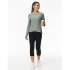 imageWomens Long Sleeve Compression Shirts Workout Tops Cross Hem Athletic Running Yoga TShirts with Thumb HoleGrey Green Heather