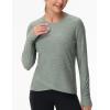 imageWomens Long Sleeve Compression Shirts Workout Tops Cross Hem Athletic Running Yoga TShirts with Thumb HoleGrey Green Heather
