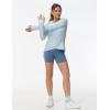 imageWomens Long Sleeve Compression Shirts Workout Tops Cross Hem Athletic Running Yoga TShirts with Thumb HoleLight Blue Heather