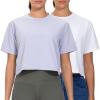 imageTHE GYM PEOPLE 2 Pack Womens Workout Crop Tops Boxy Short Sleeve Athletic Running Basic Cropped TShirtsWhiteLight Purple