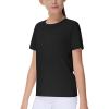 imageTHE GYM PEOPLE Girls Workout Shirts Short Sleeve Loose Fit Crewneck Running Yoga Tee TopsBlack