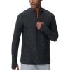 imageTHE GYM PEOPLE Mens HalfZip Long Sleeve Golf Shirts Soft Lightweight Warm Workout Pullover Sweatshirts with Thumb HoleDark Grey Heather
