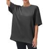 imageTHE GYM PEOPLE Womens Casual Oversized TShirts Summer Crewneck Short Sleeve Workout Basic Tee TopsDark Grey