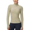 imageTHE GYM PEOPLE Womens Half Zip Golf Workout Shirts Long Sleeve Soft Warm Yoga Athletic Pullover Sweatshirts with Thumb HoleApricot Heather