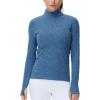 imageTHE GYM PEOPLE Womens Half Zip Golf Workout Shirts Long Sleeve Soft Warm Yoga Athletic Pullover Sweatshirts with Thumb HoleBlue Heather