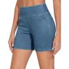 imageTHE GYM PEOPLE Womens High Waisted Stretchy Jean Shorts Summer Skinny Denim Shorts with PocketsDenim Blue
