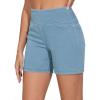 imageTHE GYM PEOPLE Womens High Waisted Stretchy Jean Shorts Summer Skinny Denim Shorts with PocketsLight Blue