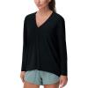 imageTHE GYM PEOPLE Womens Long Sleeve Workout Shirts Loose Fit VNeck Running TShirts TopsBlack