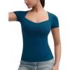 imageTHE GYM PEOPLE Womens Scoop Neck T Shirts Short Sleeve Slim Fit Workout Cool Tee TopsDark Blue Green