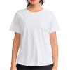imageTHE GYM PEOPLE Womens Short Sleeve Workout Shirts Breathable Yoga TShirts with Side Slits Athletic Tee TopsHeather White