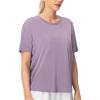 imageTHE GYM PEOPLE Womens Short Sleeve Workout TShirts Back Loose Fit Running Yoga Tee TopsGrey Purple