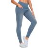 imageTHE GYM PEOPLE Womens V Cross Denim Jegging Pants High Waisted Stretchy Skinny Jean Leggings with PocketsDenim Light Blue