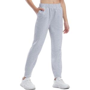 imageTHE GYM PEOPLE Girls Soft Workout Sweatpants Lightweight Casual Athletic Joggers Pants with PocketsLight Heather Grey