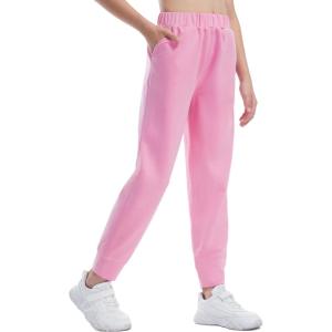 imageTHE GYM PEOPLE Girls Soft Workout Sweatpants Lightweight Casual Athletic Joggers Pants with PocketsPink
