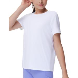 imageTHE GYM PEOPLE Girls Workout Shirts Short Sleeve Loose Fit Crewneck Running Yoga Tee TopsWhtie