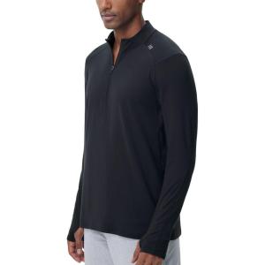 imageTHE GYM PEOPLE Mens HalfZip Long Sleeve Golf Shirts Soft Lightweight Warm Workout Pullover Sweatshirts with Thumb HoleBlack