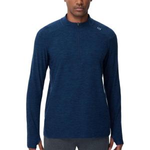 imageTHE GYM PEOPLE Mens HalfZip Long Sleeve Golf Shirts Soft Lightweight Warm Workout Pullover Sweatshirts with Thumb HoleDark Blue Heather
