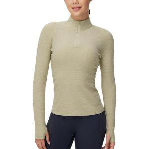 imageTHE GYM PEOPLE Womens Half Zip Golf Workout Shirts Long Sleeve Soft Warm Yoga Athletic Pullover Sweatshirts with Thumb HoleApricot Heather