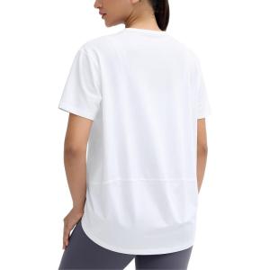 imageTHE GYM PEOPLE Womens Loose Fit Workout TShirts V Neck Short Sleeve Running Yoga Lounge Tee TopsWhite