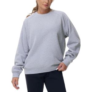 imageTHE GYM PEOPLE Womens Oversized Fleece Sweatshirts Loose Fit Crewneck Long Sleeve Pullover TopsGrey