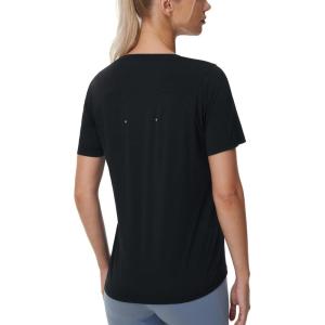 imageTHE GYM PEOPLE Womens Short Sleeve Workout TShirts Stretchy Lightweight Crewneck Athletic Running Lounge Tee TopsBlack