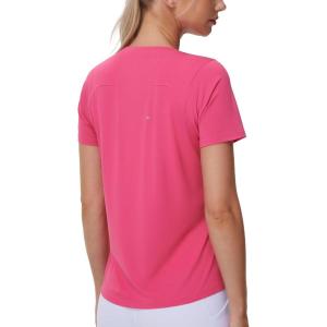 imageTHE GYM PEOPLE Womens Short Sleeve Workout TShirts Stretchy Lightweight Crewneck Athletic Running Lounge Tee TopsBright Pink