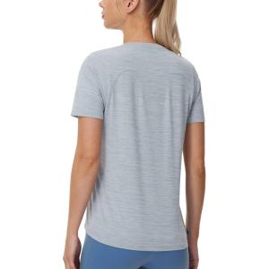 imageTHE GYM PEOPLE Womens Short Sleeve Workout TShirts Stretchy Lightweight Crewneck Athletic Running Lounge Tee TopsHeather Grey