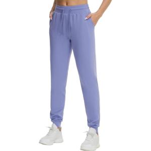 imageTHE GYM PEOPLE Womens Workout Joggers Leggings Drawstring Running Lounge Sweatpants Tapered Pants with PocketsLavender Purple
