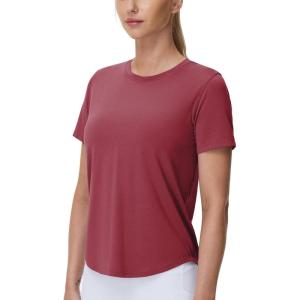 imageTHE GYM PEOPLE Womens Workout Short Sleeve Breathable TShirts Athletic Yoga Tee TopsDark Red