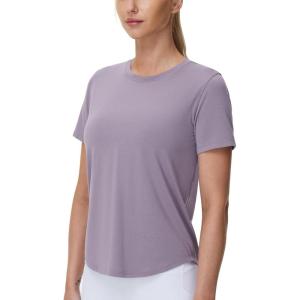 imageTHE GYM PEOPLE Womens Workout Short Sleeve Breathable TShirts Athletic Yoga Tee TopsGrey Purple