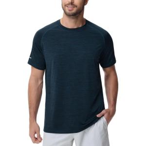 imageMens Cooling Ice Silk Running Shirts Quick Dry Short Sleeve Athletic Gym TShirts UPF 50 Outdoor Workout TshirtsBlue Ink Heather