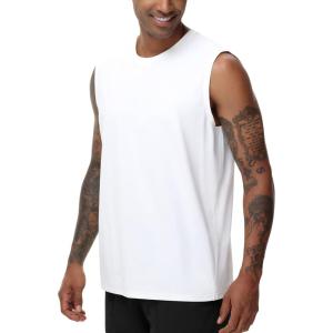 imageTHE GYM PEOPLE Mens Workout Tank Top UPF 50 Sleeveless Quick Dry Athletic Shirts Casual Running Muscle ShirtsWhite