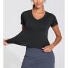 imageTHE GYM PEOPLE Womens VNeck Crop Workout TShirts Slim Fit Basic Short Sleeve Yoga Casual Tee TopsBlack