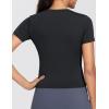 imageTHE GYM PEOPLE Womens VNeck Crop Workout TShirts Slim Fit Basic Short Sleeve Yoga Casual Tee TopsBlack