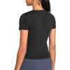 imageTHE GYM PEOPLE Womens VNeck Crop Workout TShirts Slim Fit Basic Short Sleeve Yoga Casual Tee TopsBlack