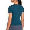 imageTHE GYM PEOPLE Womens VNeck Crop Workout TShirts Slim Fit Basic Short Sleeve Yoga Casual Tee TopsDark Blue Green