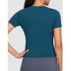 imageTHE GYM PEOPLE Womens VNeck Crop Workout TShirts Slim Fit Basic Short Sleeve Yoga Casual Tee TopsDark Blue Green