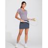 imageTHE GYM PEOPLE Womens VNeck Crop Workout TShirts Slim Fit Basic Short Sleeve Yoga Casual Tee TopsGrey Purple