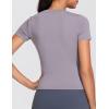 imageTHE GYM PEOPLE Womens VNeck Crop Workout TShirts Slim Fit Basic Short Sleeve Yoga Casual Tee TopsGrey Purple