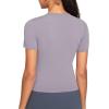 imageTHE GYM PEOPLE Womens VNeck Crop Workout TShirts Slim Fit Basic Short Sleeve Yoga Casual Tee TopsGrey Purple