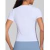 imageTHE GYM PEOPLE Womens VNeck Crop Workout TShirts Slim Fit Basic Short Sleeve Yoga Casual Tee TopsWhite