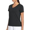 imageTHE GYM PEOPLE Womens VNeck Workout Shirts Short Sleeve Breathable Basic Yoga Athletic TShirtsBlack