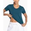 imageTHE GYM PEOPLE Womens VNeck Workout Shirts Short Sleeve Breathable Basic Yoga Athletic TShirtsDark Blue Green